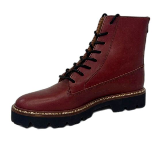 Madewell Citywalk‎ Lugsole Lace Up Booties Leather $198 NB948 Rusted Burgundy - Picture 1 of 8